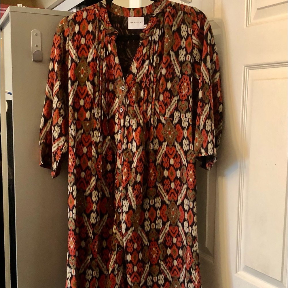 Zen Ethic Ikat Patterned Multicolor Dress Size S/M